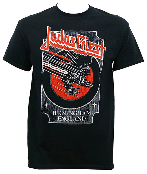 Judas Priest Silver and Red Vengeance Men's Black T-Shirt