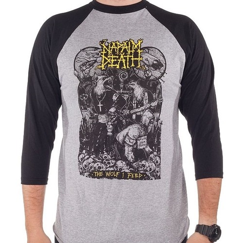 Napalm Death Wolf I Feed Raglan Baseball T-Shirt