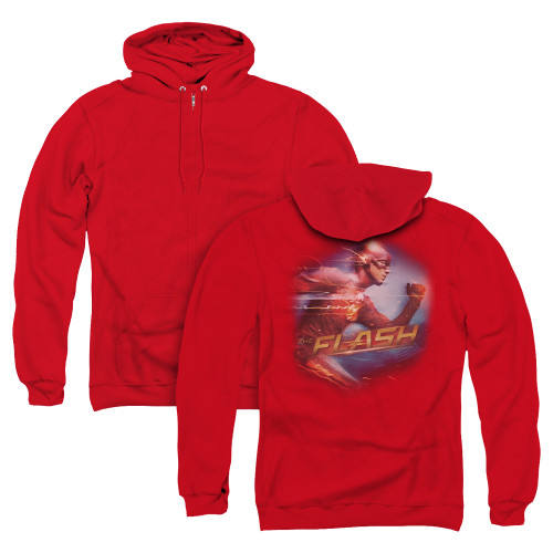 The Flash Fastest Man (Back Print) Adult Zipper Hoodie Sweatshirt Red