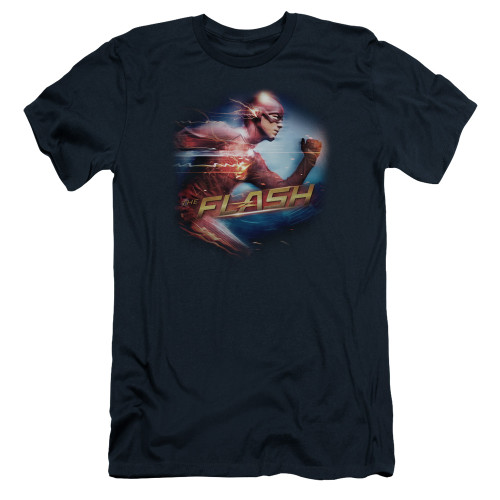 The Flash Fastest Man Adult 30/1 T-Shirt Navy