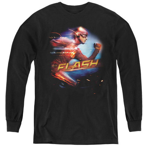 The Flash Fastest Man Youth Long Sleeve T-Shirt Black