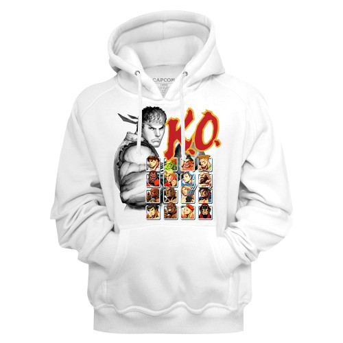 Street Fighter Ko Select White Adult Hoodie Sweatshirt