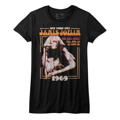 Janis Joplin New York Black Junior Women's T-Shirt - Clearance