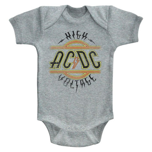 AC/DC High Voltage Gray Heather Infant Baby Bodysuit Romper