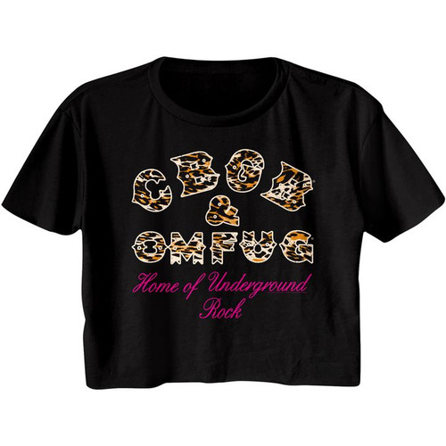 CBGB Leopard Logo Black Women's Festical Cali Crop T-Shirt