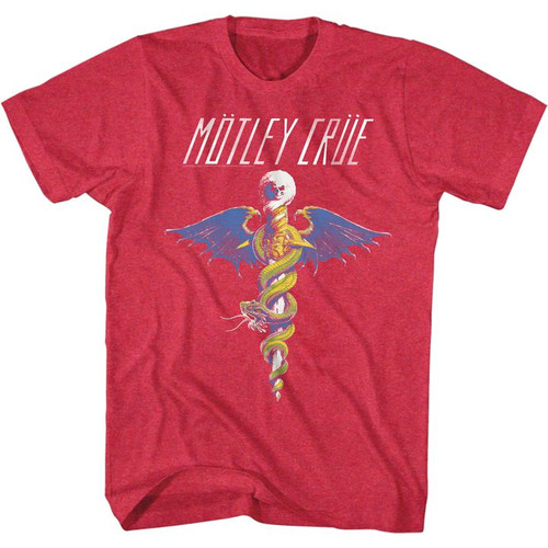 Motley Crue Bad Print Cherry Heather Adult T-Shirt