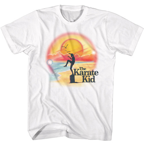 Karate Kid Airbrush Beach White Adult T-Shirt - Clearance