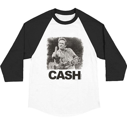 Johnny Cash The Bird Men's Baseball Raglan T-Shirt