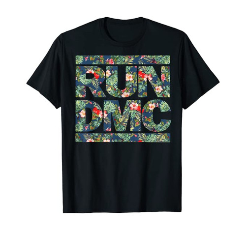 Run DMC Official Floral Blue Logo T-Shirt