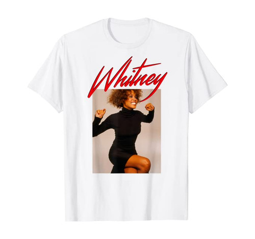 Whitney Houston Official Photo Red Title T-Shirt