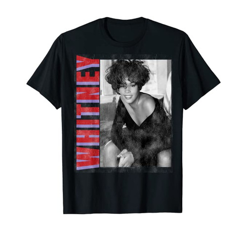 Whitney Houston Official Classic Photo Color Text T-Shirt