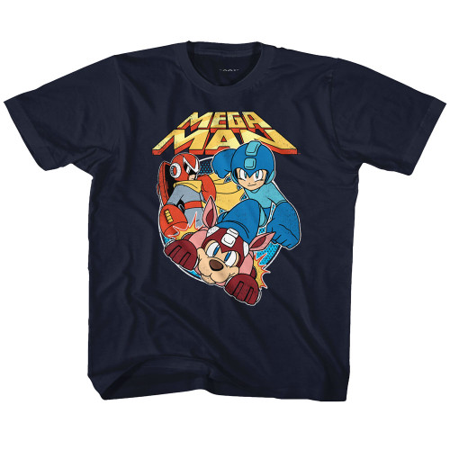 Mega Man Flat Colors Navy Youth T-Shirt - Clearance