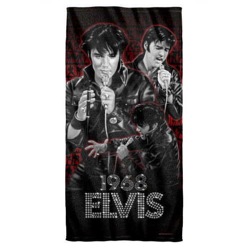 Elvis Presely Comback Performance Cotton Front Poly Back Beach Towel White 30x60