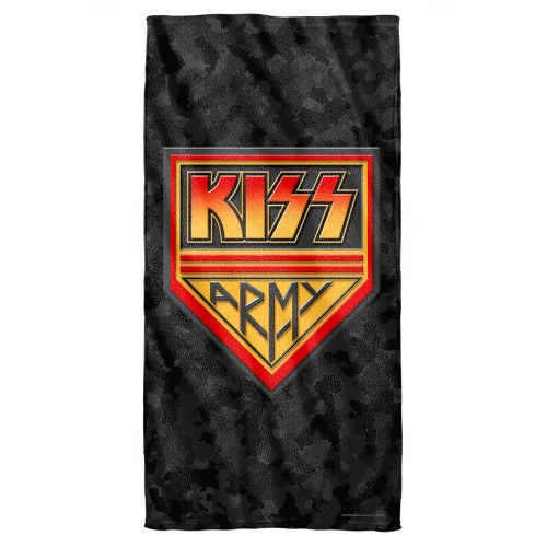 Kiss Army Cotton Front Poly Back Beach Towel White 30x60