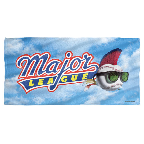 Major League League Logo Cotton Front Poly Back Beach Towel White 30x60