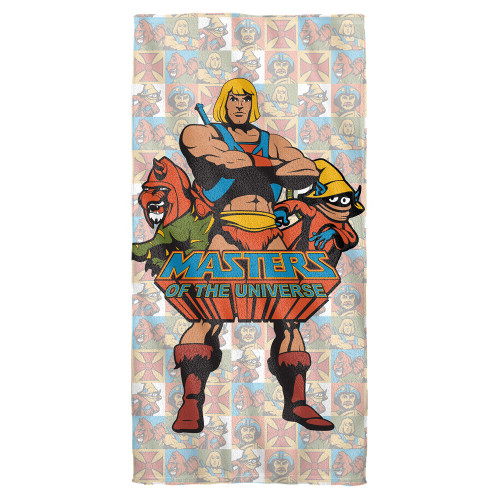 Masters Of The Universe Heroes Cotton Front Poly Back Beach Towel White 30x60