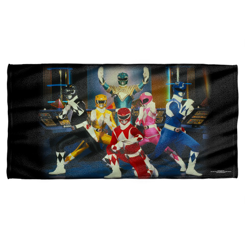 Power Rangers Stance Cotton Front Poly Back Beach Towel White 30x60