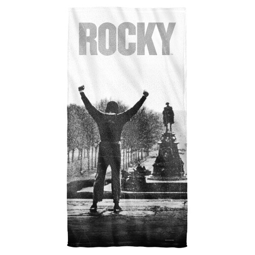 Rocky Poster Cotton Front Poly Back Beach Towel White 30x60