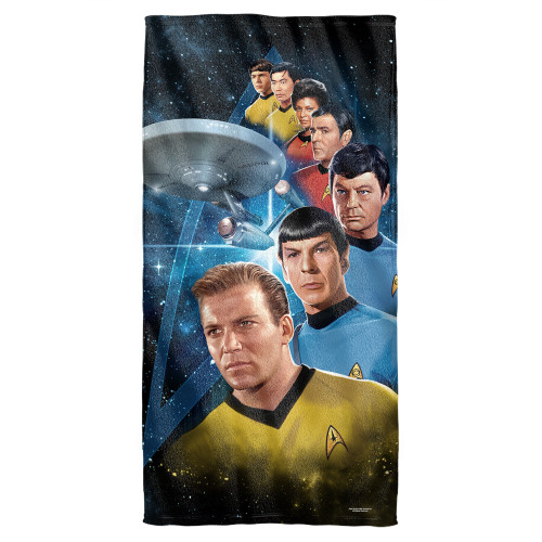 Star Trek Among The Stars Cotton Front Poly Back Beach Towel White 30x60