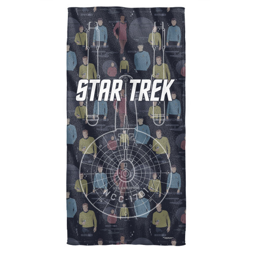Star Trek Enterprise Crew Cotton Front Poly Back Beach Towel White 30x60
