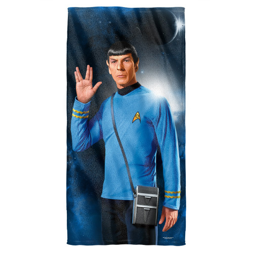 Star Trek Spock Cotton Front Poly Back Beach Towel White 30x60