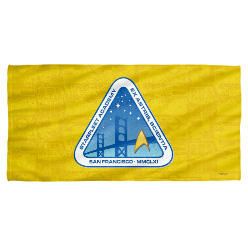 Star Trek Star Fleet Academy Cotton Front Poly Back Beach Towel White 30x60