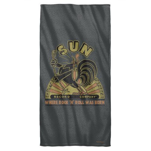Sun Records Sun Rooster Cotton Front Poly Back Beach Towel White 30x60
