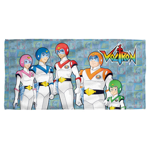Voltron Team Cotton Front Poly Back Beach Towel White 30x60