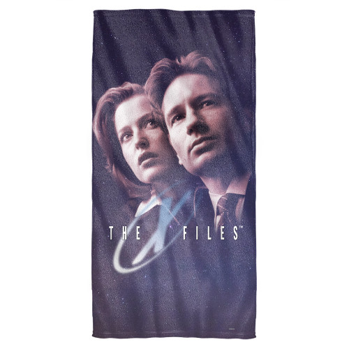 X-Files Among The Stars Cotton Front Poly Back Beach Towel White 30x60