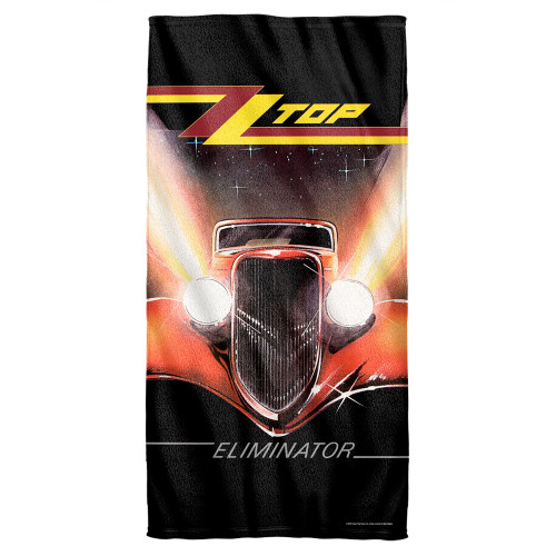 ZZ Top Eliminator Cover Cotton Front Poly Back Beach Towel White 30x60