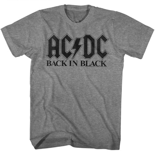 AC/DC Back In Black Graphite Heather Adult T-Shirt Clearance