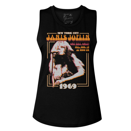 Janis Joplin New York Black Women's Muscle Tank Top T-Shirt Clearance