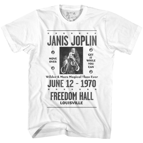 Janis Joplin Louisville White Adult T-Shirt Clearance