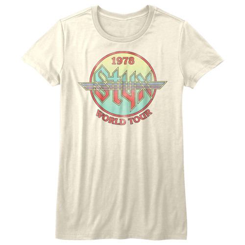 Styx Circle Tour Vintage White Junior Women's T-Shirt