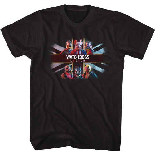 Watch Dogs Flag Behind Black Adult T-Shirt