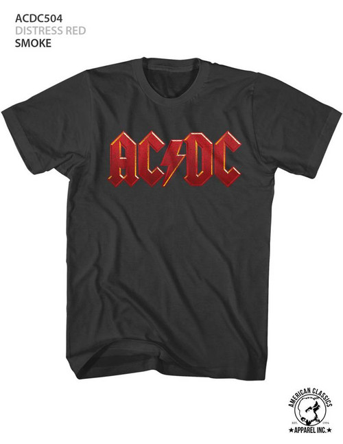 AC/DC Distressed Red Smoke Adult T-Shirt Clearance