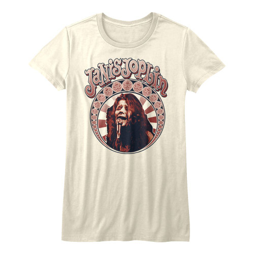 Janis Joplin Nouveau Circle Natural Junior Women's T-Shirt Clearance