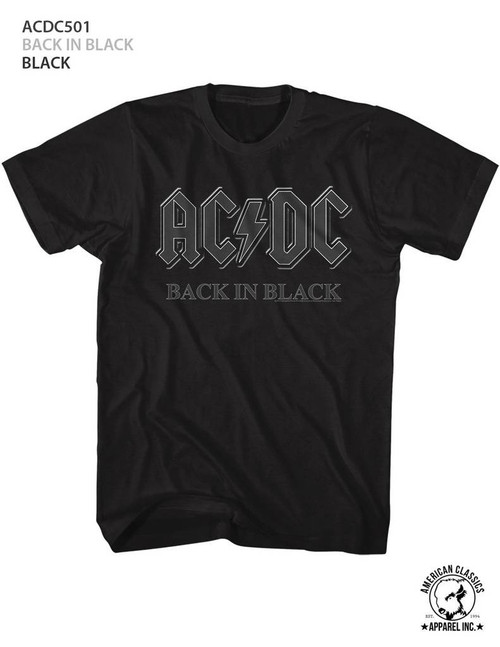 AC/DC Back In Black-Black Adult T-Shirt Clearance