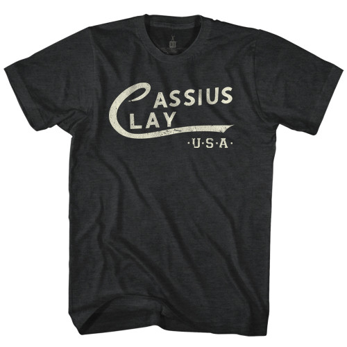 Muhammad Ali Cassius Clay Logo Black Heather Adult T-Shirt Clearance