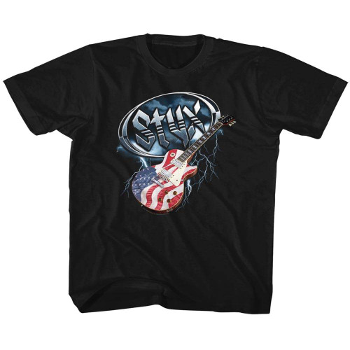 Styx Flag Guitar Black Children's T-Shirt Clearance
