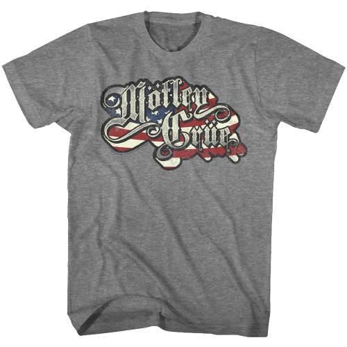 Motley Crue Crue Flag Graphite Heather Adult T-Shirt Clearance