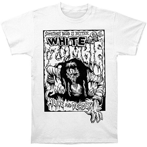 White Zombie Alive and Deadly Men's White T-Shirt