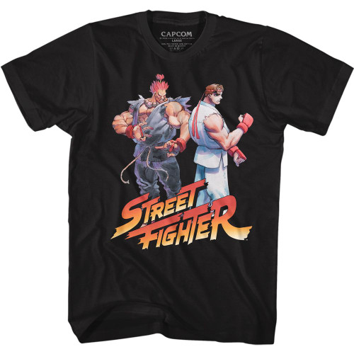 Street Fighter Aku Ryu Logo Black Adult T-Shirt