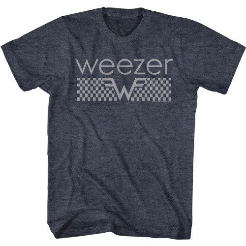 Weezer Checkered Navy Heather Adult T-Shirt