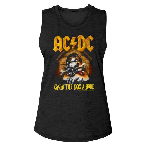AC/DC Dog a Bone Black Women's Muscle Tank Top T-Shirt