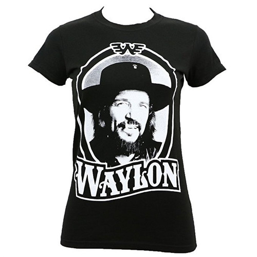 Waylon Jennings 79 Tour Junior Women's Black T-Shirt