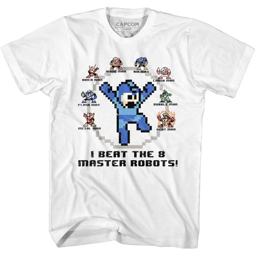 Mega Man 8 Master Robots White Adult T-Shirt
