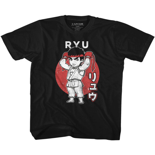 Street Fighter Chibi Ryu Black Youth T-Shirt