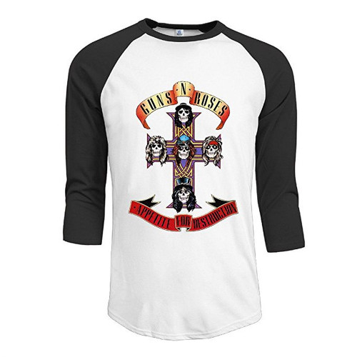 Guns N Roses Appetite For Destruction Men's Raglan T-Shirt White