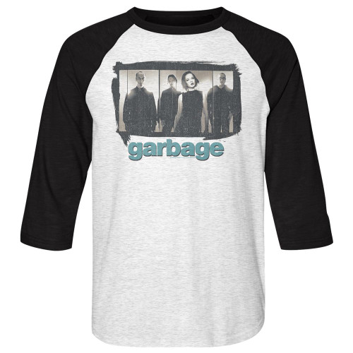 Garbage Garbage Panels White Heather/Vintage Black Raglan T-Shirt